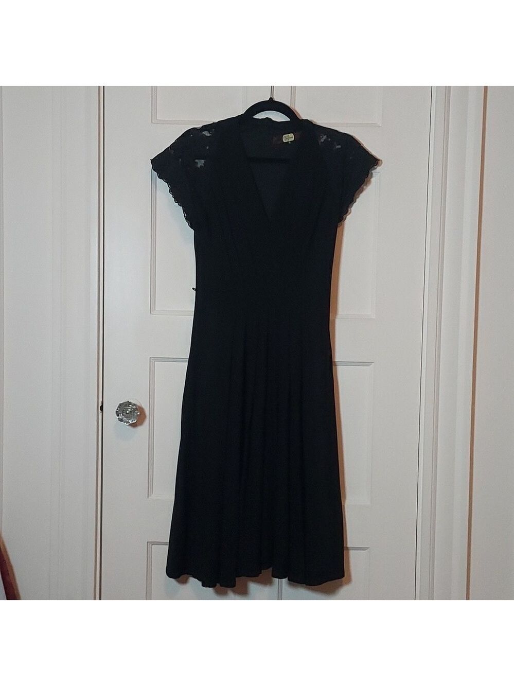 Eva Franco Marcel Black Lace Cap Sleeve A Line Dress Size 6